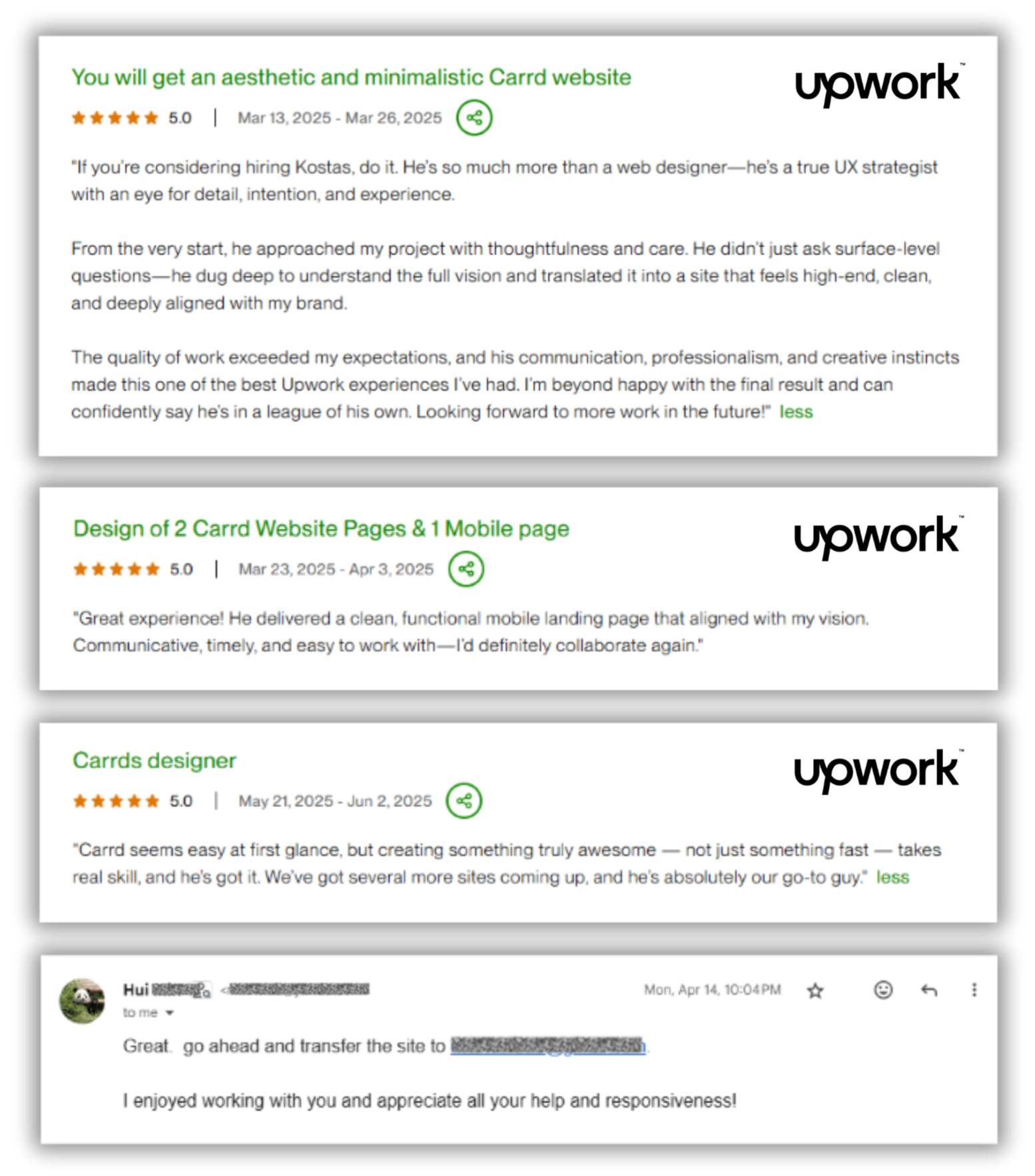 Reviews of my carrd template websites